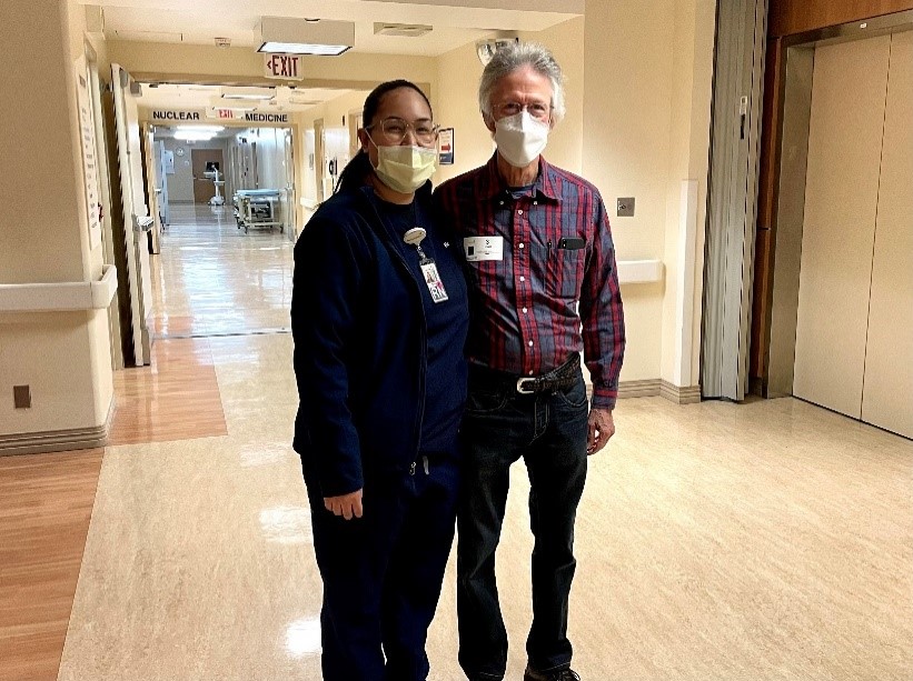 Bob Joy with Nurse Renee Calip