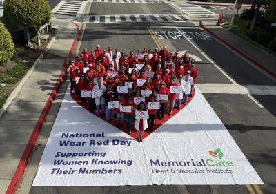 More than 100 Long Beach Medical Center & Miller Children’s & Women’s Hospital employees “Stand 4 Women’s Heart” in the shape of a giant heart to raise awareness for the No. 1 killer of women – heart disease.