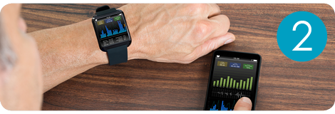 Image of man wearing health tracker that is connected to cellphone