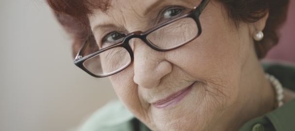 Close up image of an older woman's face